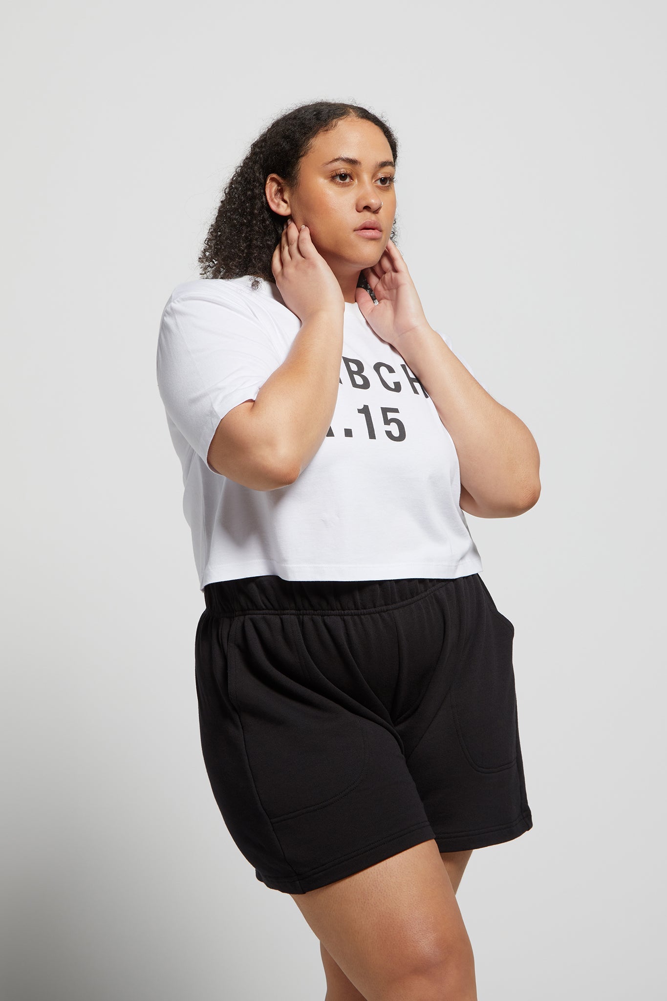 A.BCH A.15 White Crop Fan Tshirt in Organic Cotton