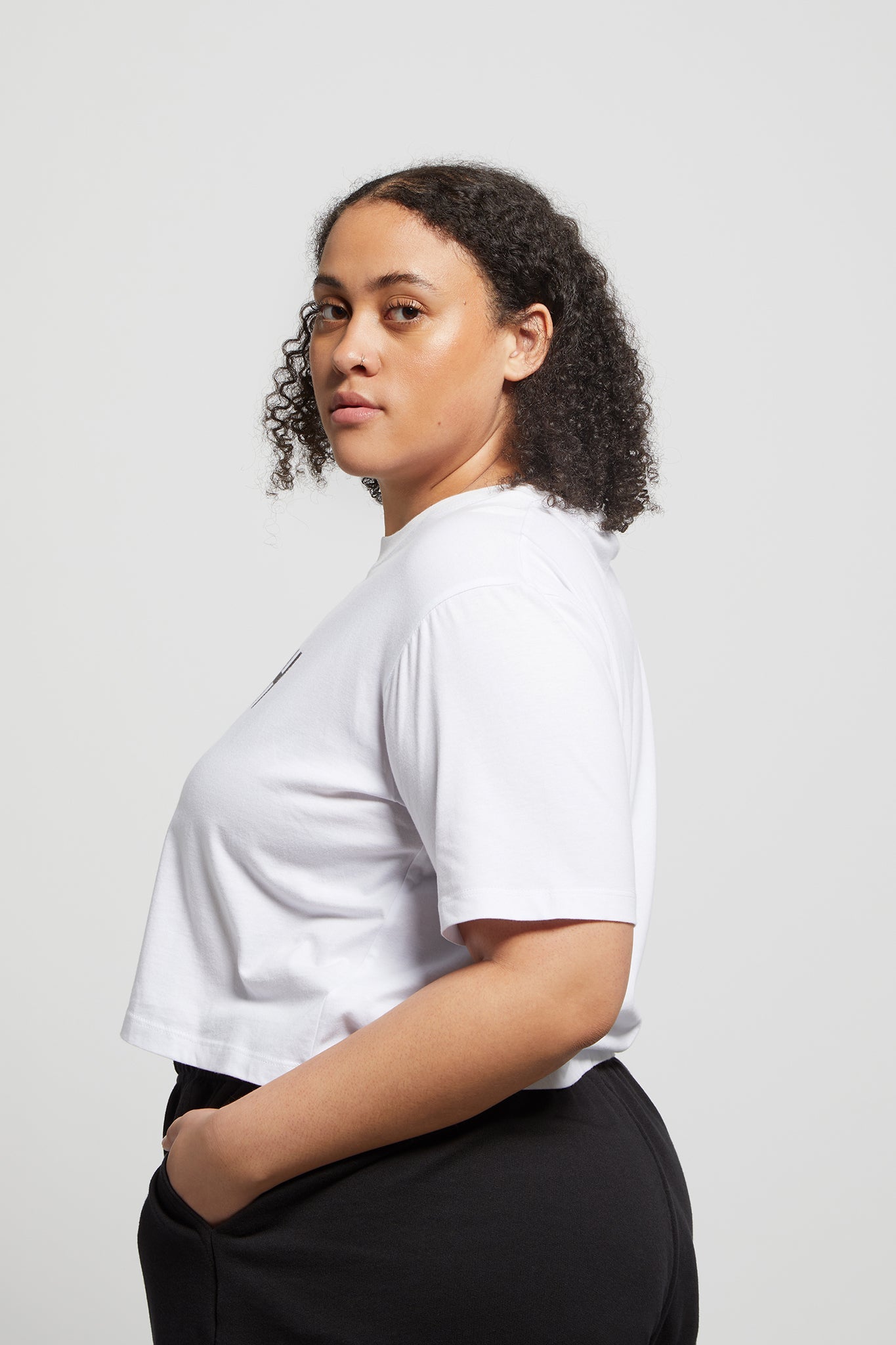 A.BCH A.15 White Crop Fan Tshirt in Organic Cotton
