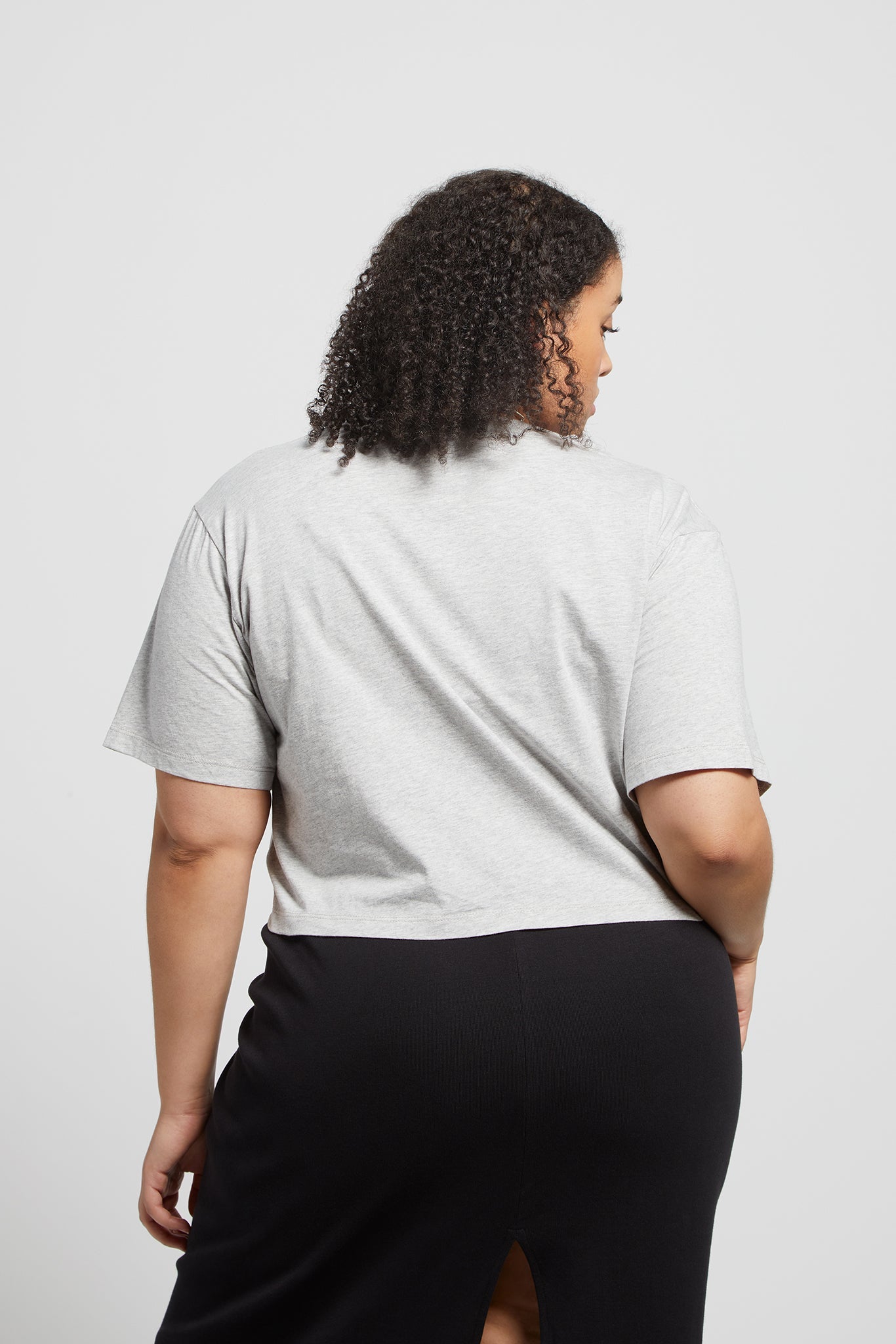 A.BCH A.15 Grey Marle Crop Fan Tshirt in Organic Cotton