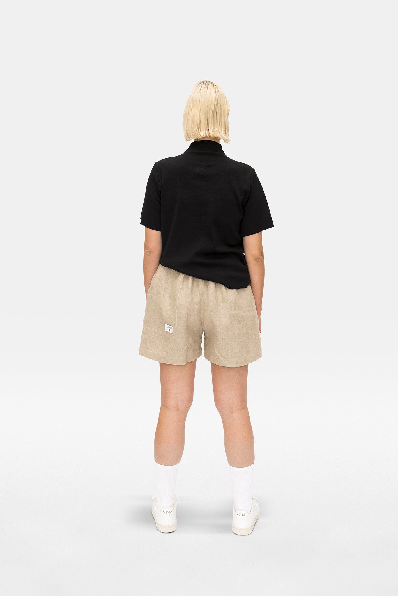 A.BCH A.16 Undyed Signature Shorts in Organic Linen
