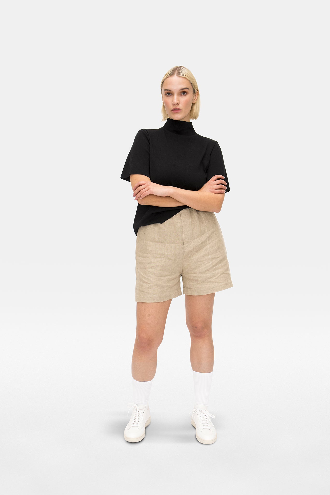 A.BCH A.16 Undyed Signature Shorts in Organic Linen