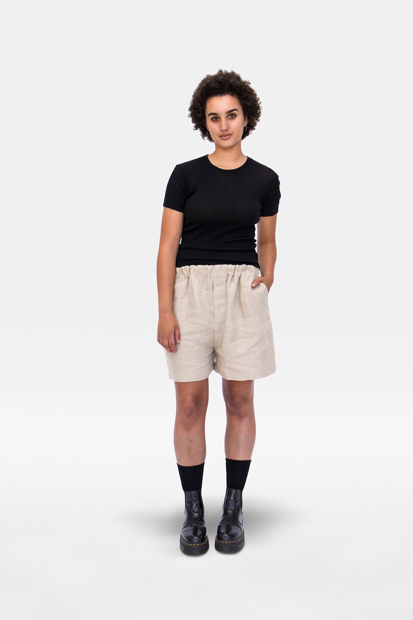 A.BCH A.16 Undyed Signature Shorts in Organic Linen