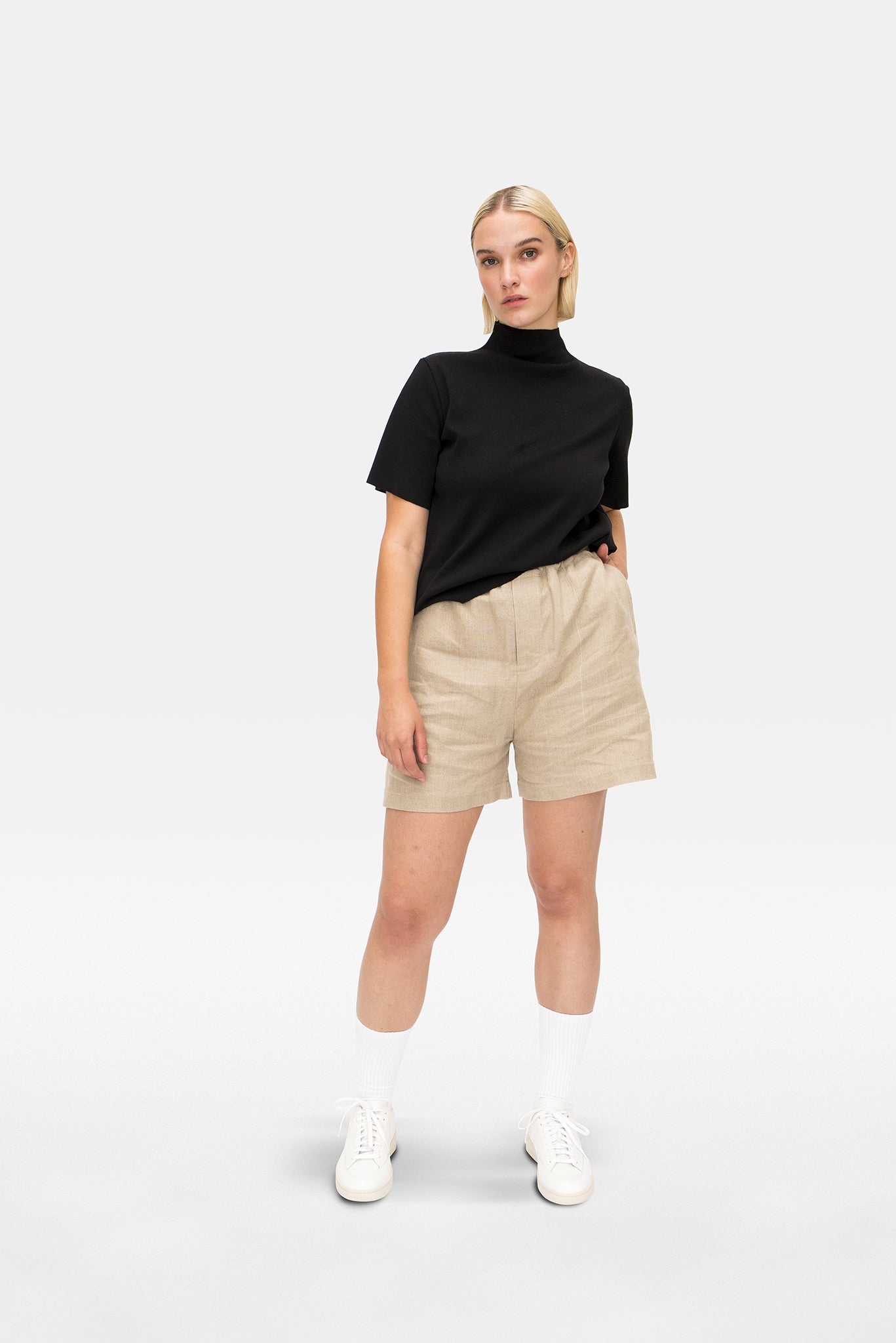 A.BCH A.16 Undyed Signature Shorts in Organic Linen