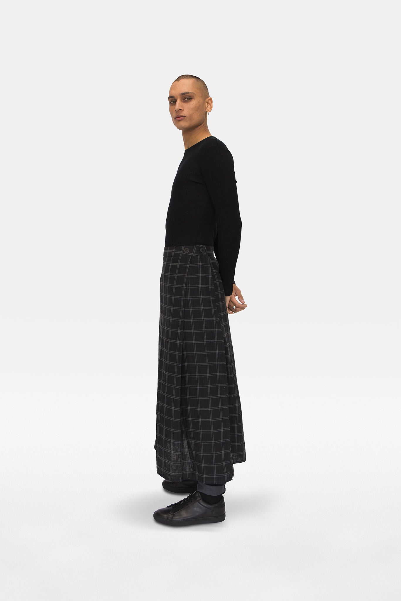 A.BCH A.25 Grey/Black Plaid Bolt Skirt in Organic Cotton