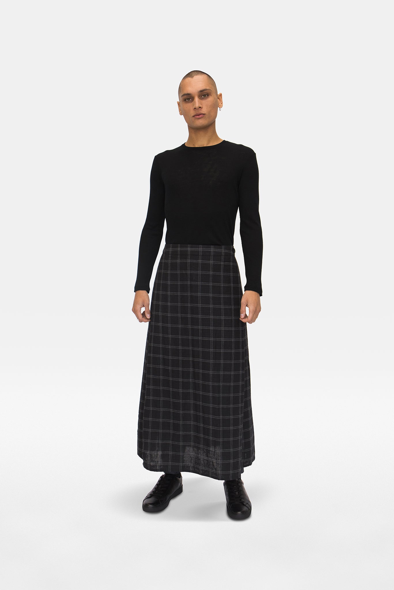 A.BCH A.25 Grey/Black Plaid Bolt Skirt in Organic Cotton