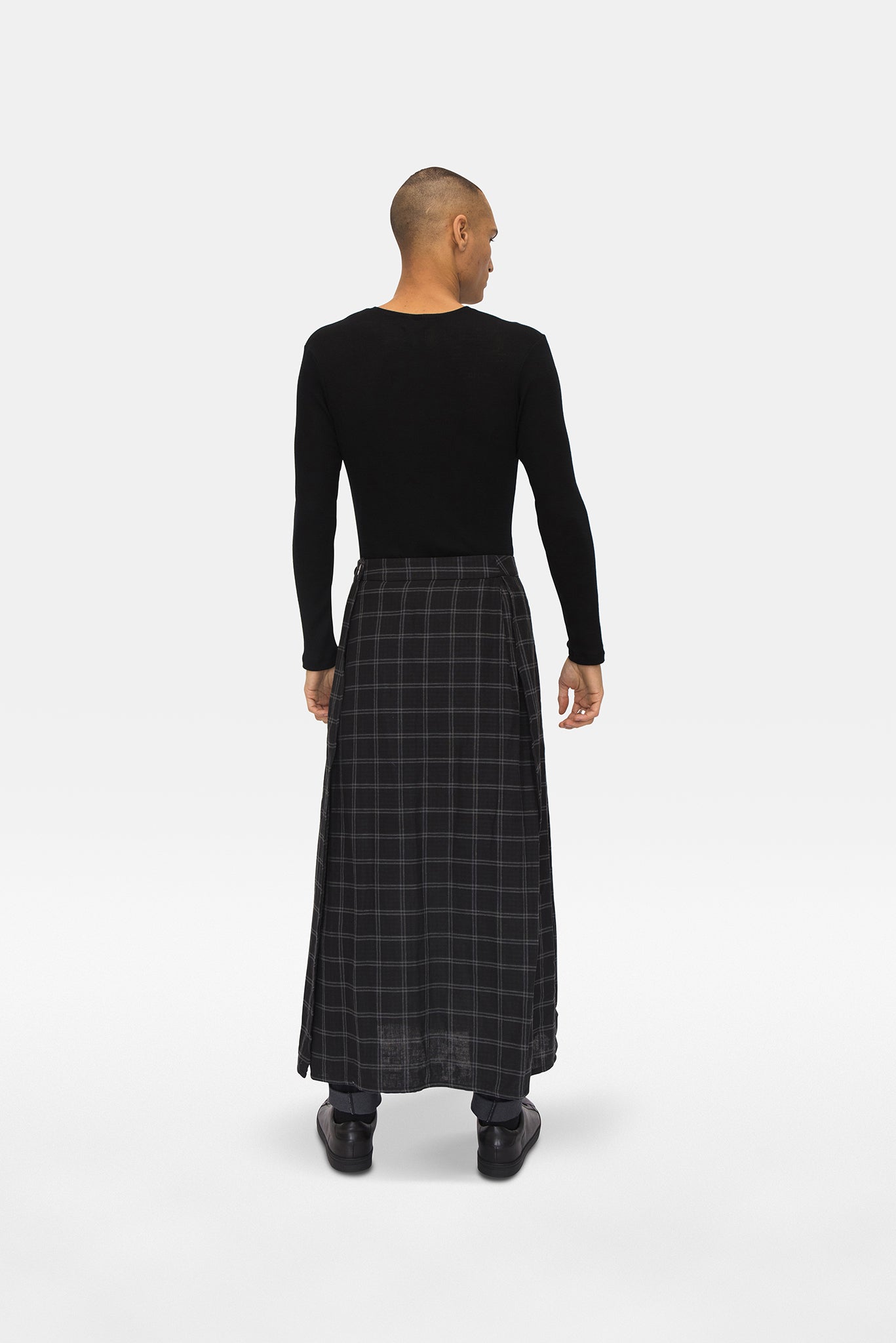A.BCH A.25 Grey/Black Plaid Bolt Skirt in Organic Cotton