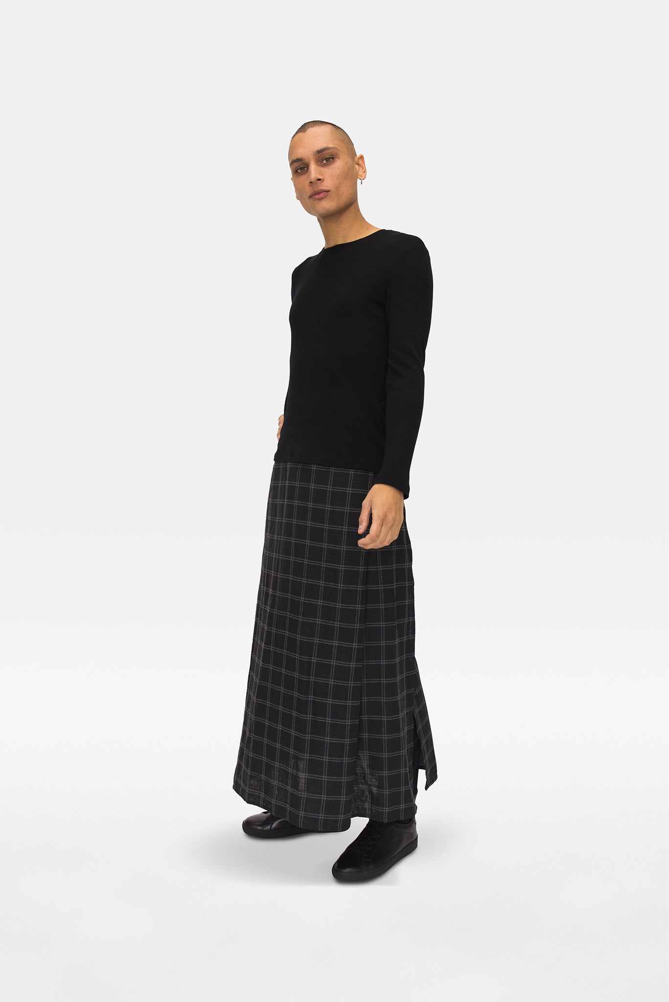 A.BCH A.25 Grey/Black Plaid Bolt Skirt in Organic Cotton