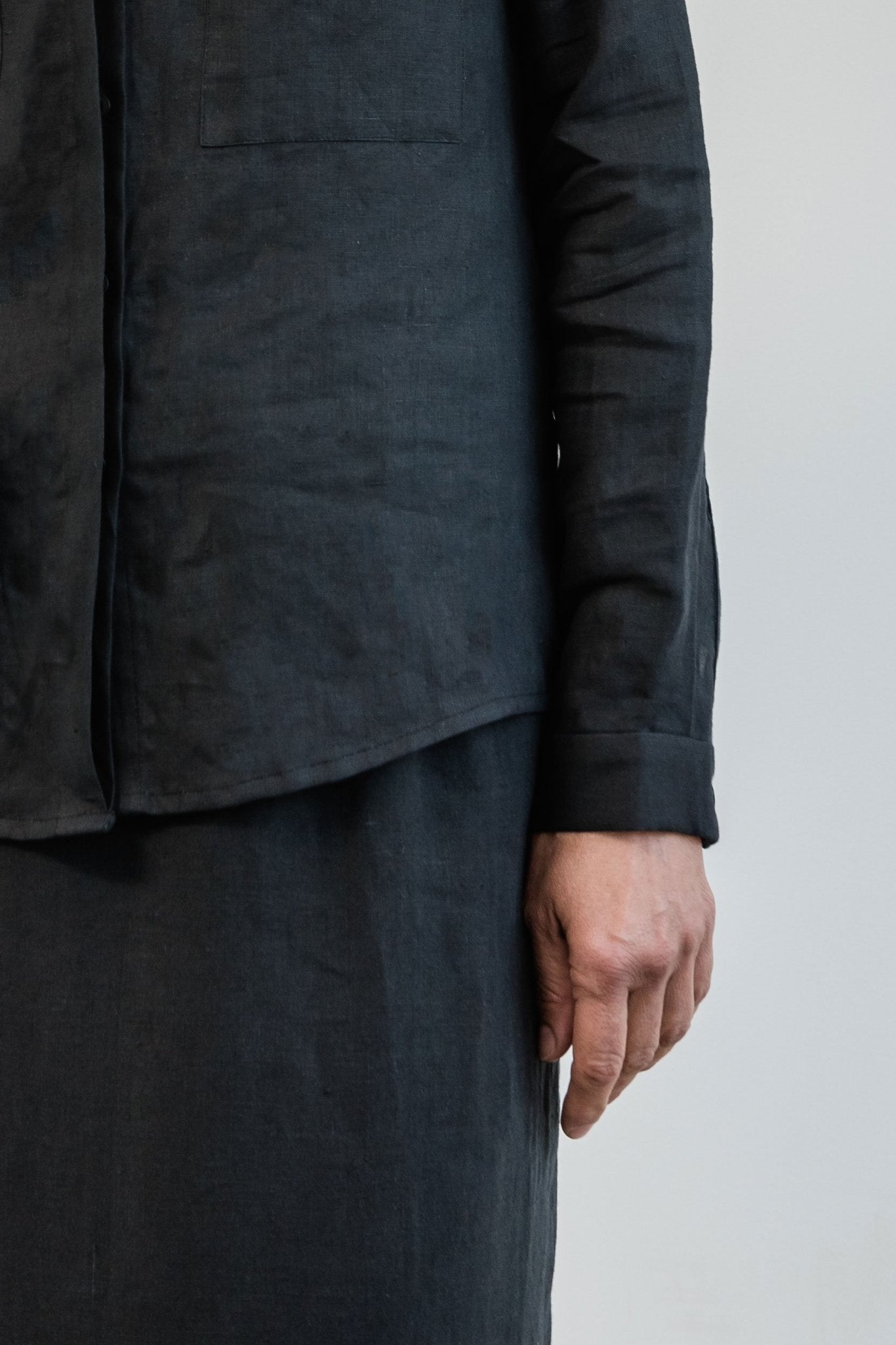 A.BCH A.05 Black Button Up Shirt in Organic Linen