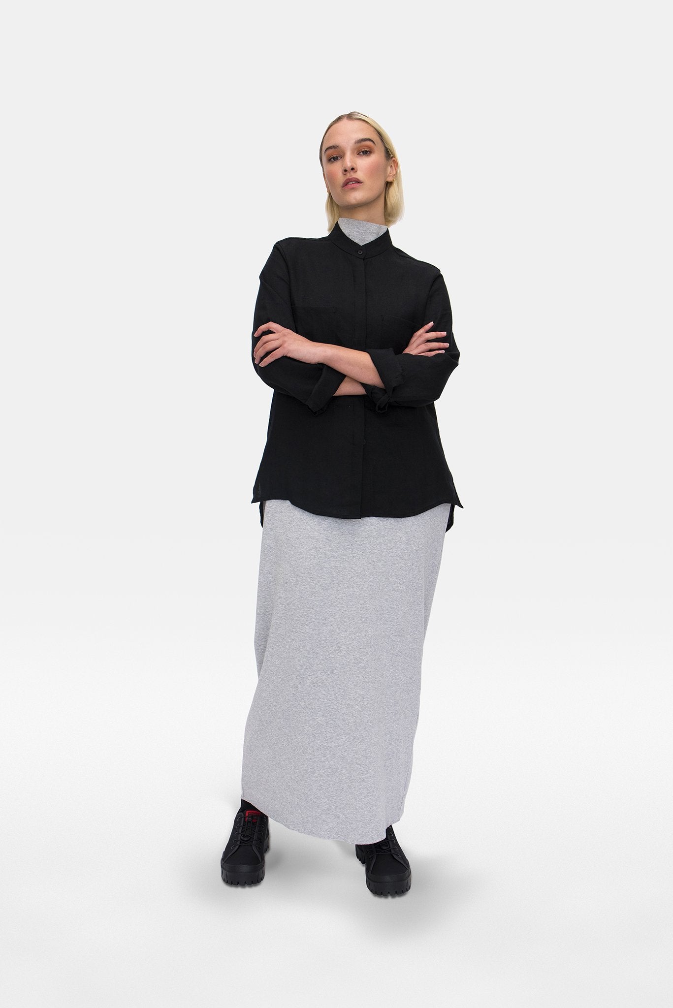 A.BCH A.05 Black Button Up Shirt in Organic Linen