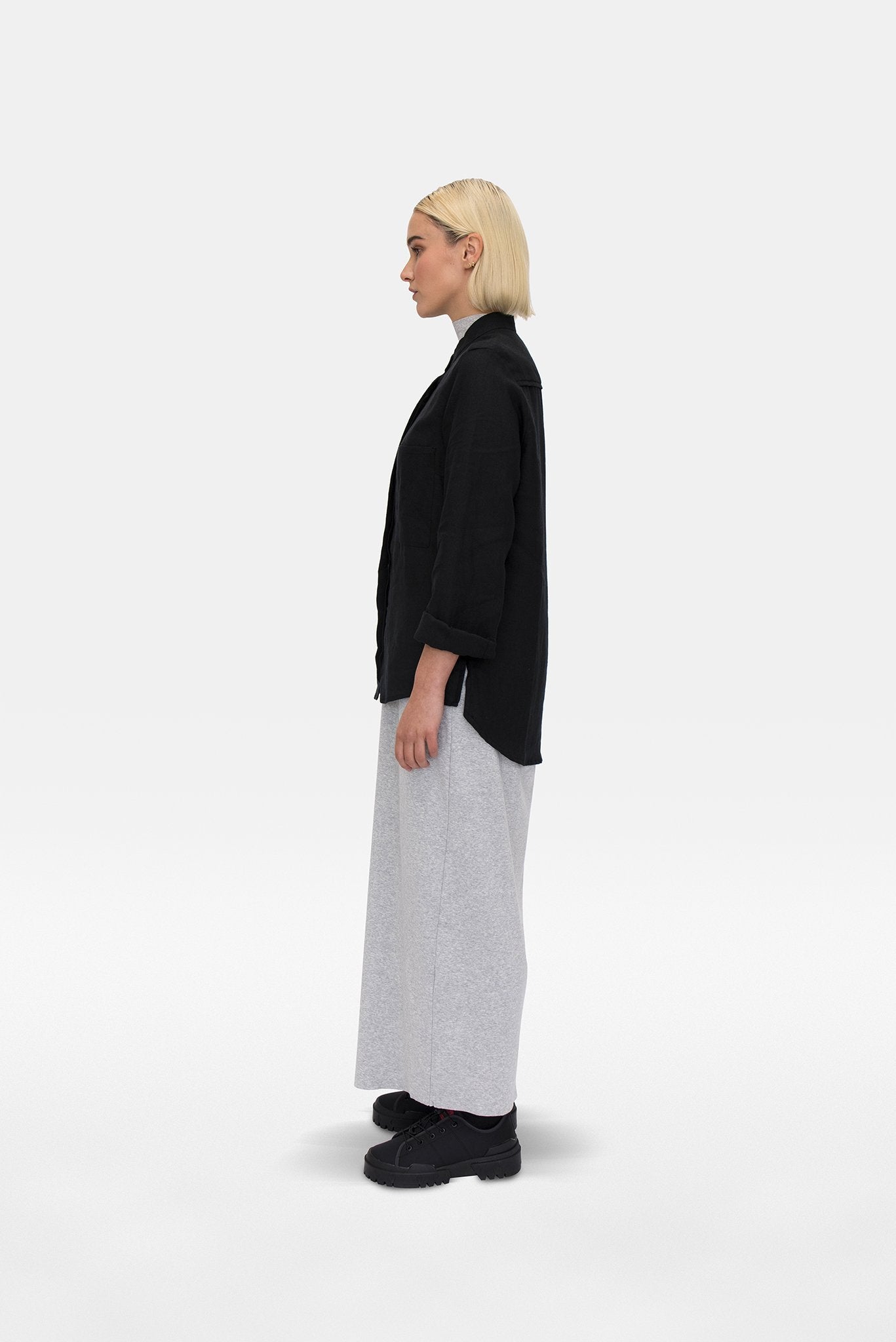 A.BCH A.05 Black Button Up Shirt in Organic Linen