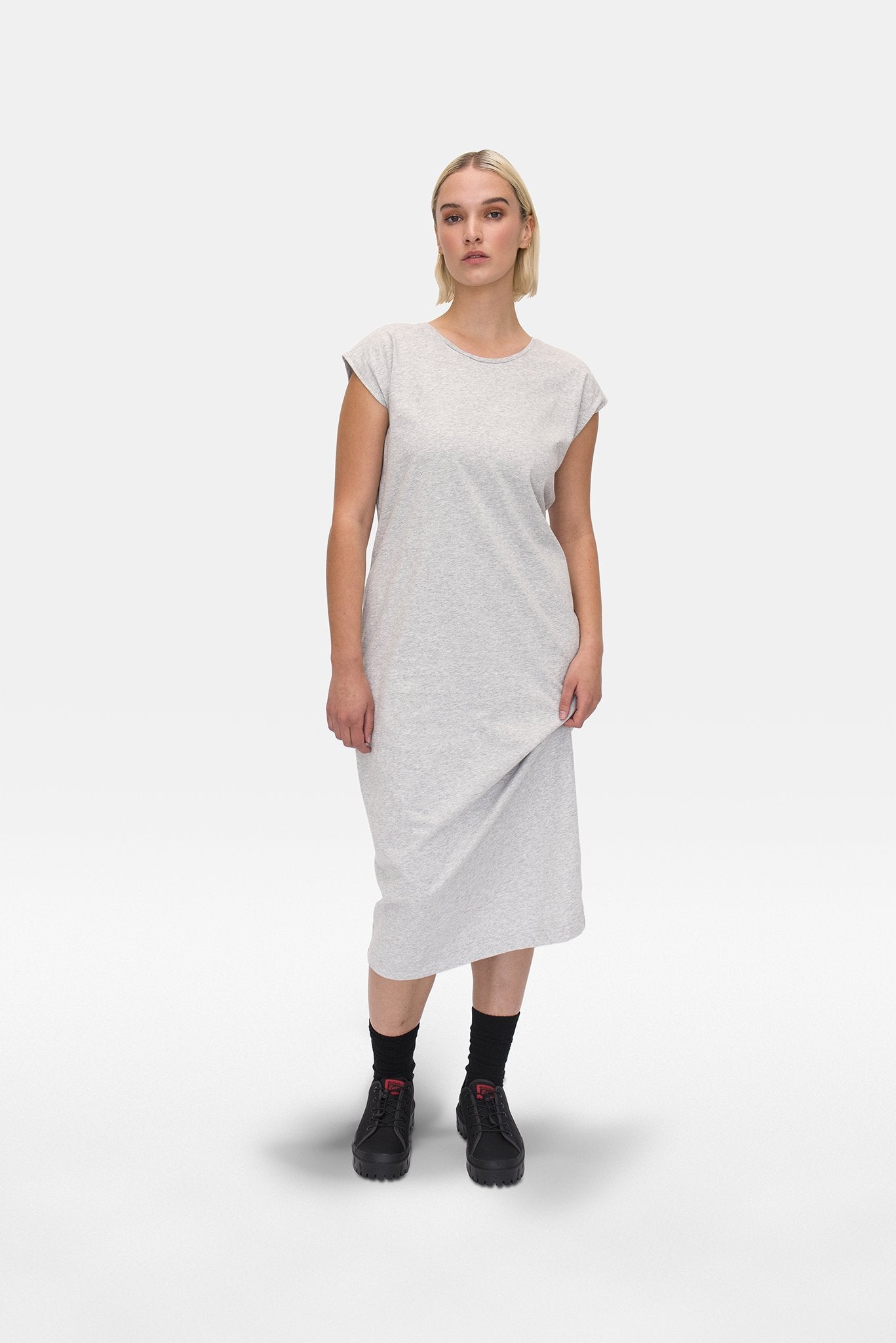 A.BCH A.07 Grey Marle T-Shirt Dress in Organic Cotton