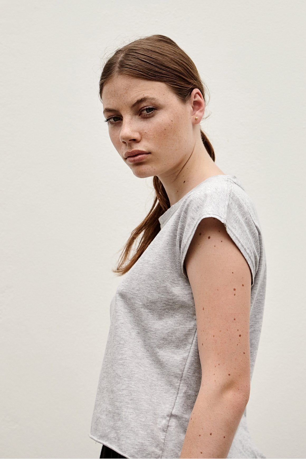 A.BCH A.08 Grey Marle Offcut T-Shirt in Organic Cotton