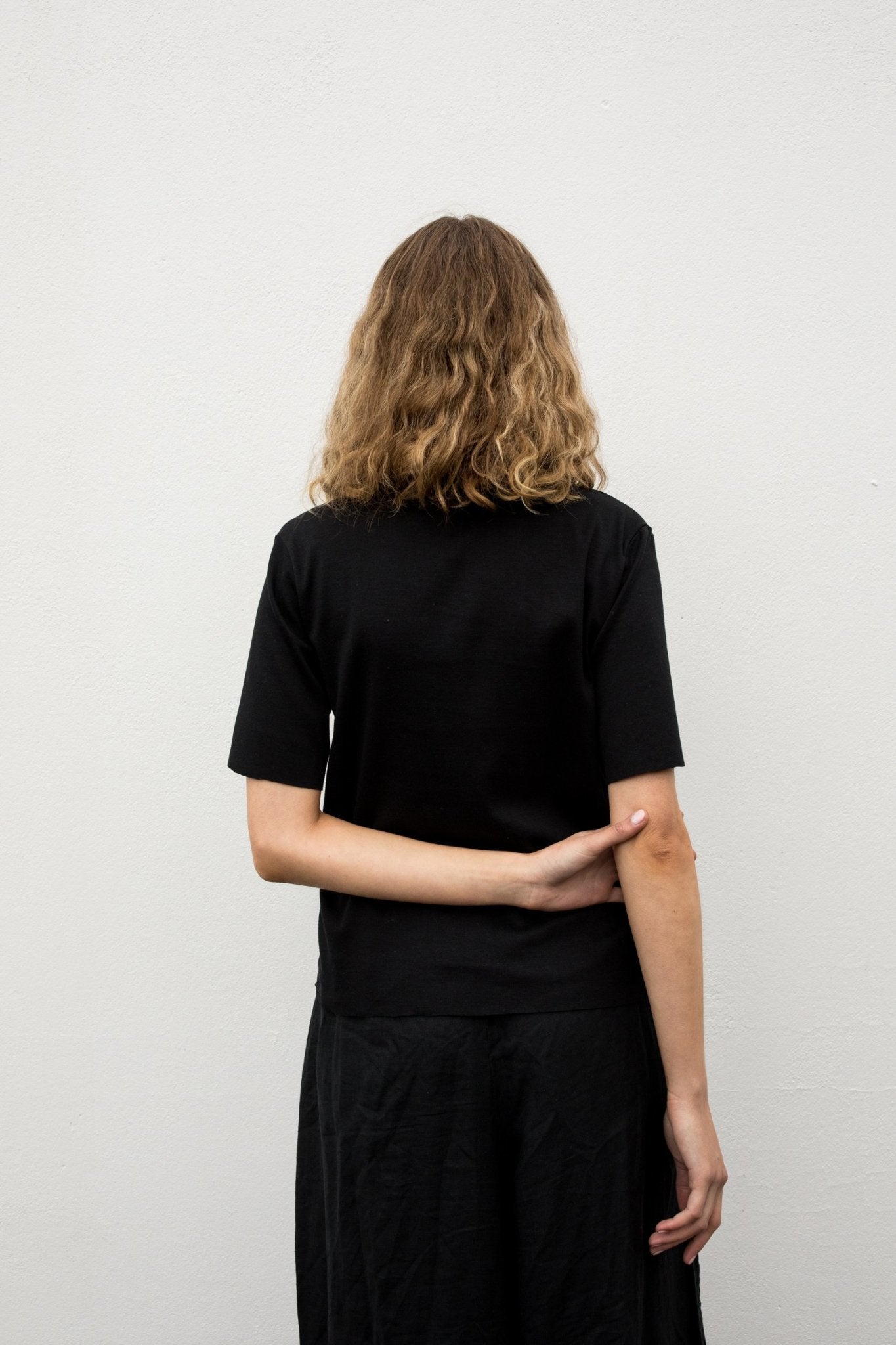 A.BCH A.14 Black Short Sleeve Skivvy in Organic Cotton rib
