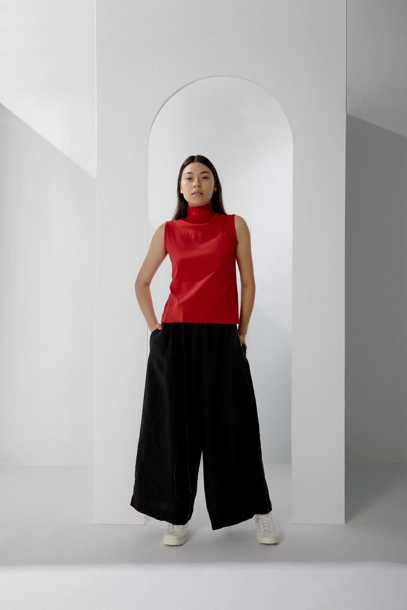 A.BCH A.14 Cherry Sleeveless Skivvy in Organic Cotton Rib