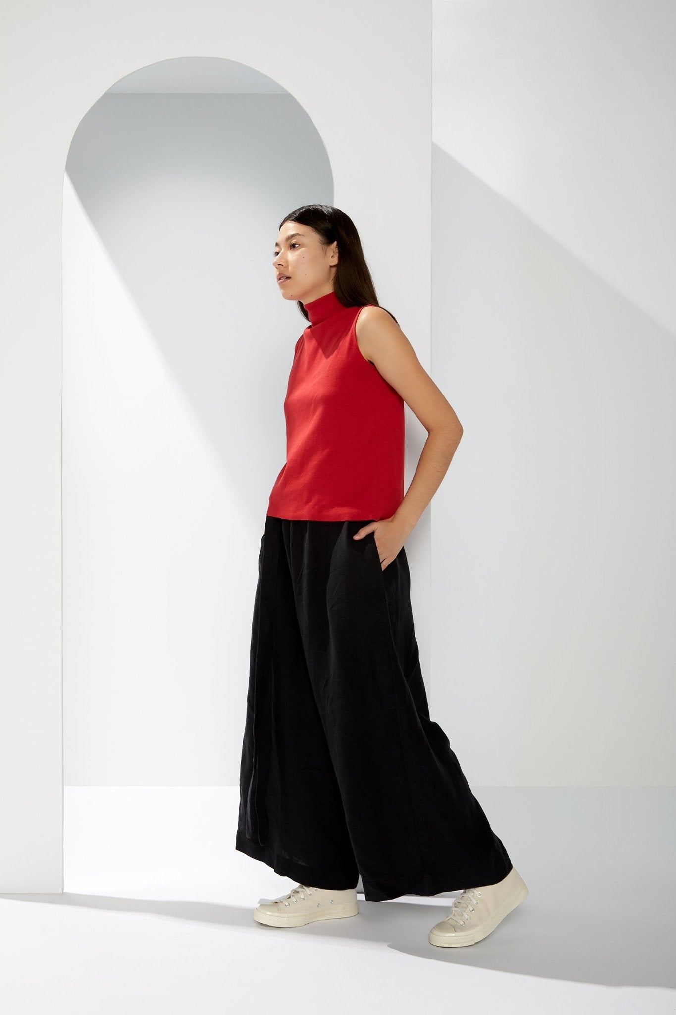 A.BCH A.14 Cherry Sleeveless Skivvy in Organic Cotton Rib