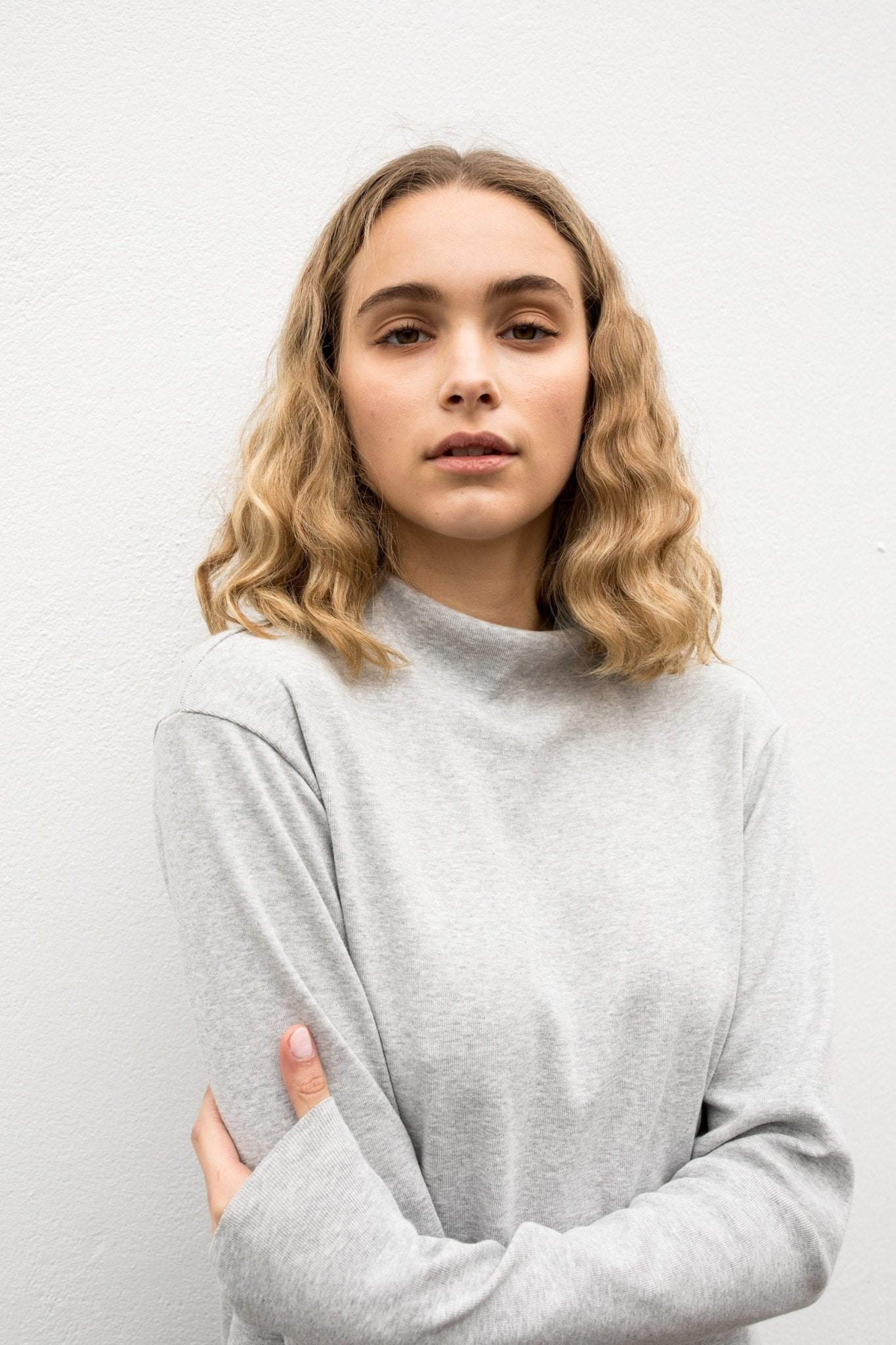 A.BCH A.14 Grey Marle Long Sleeve Skivvy in Organic Cotton Rib