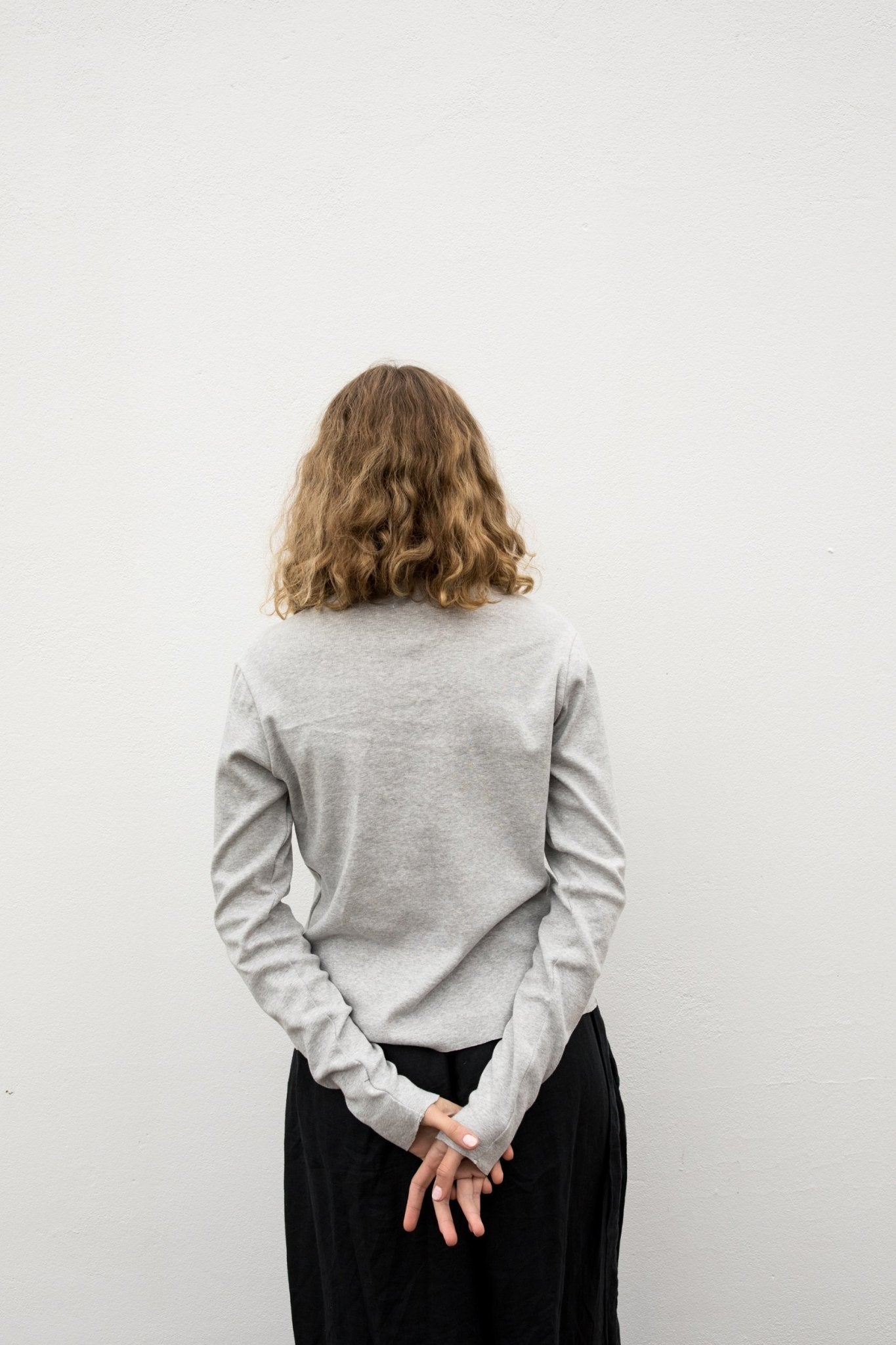 A.BCH A.14 Grey Marle Long Sleeve Skivvy in Organic Cotton Rib
