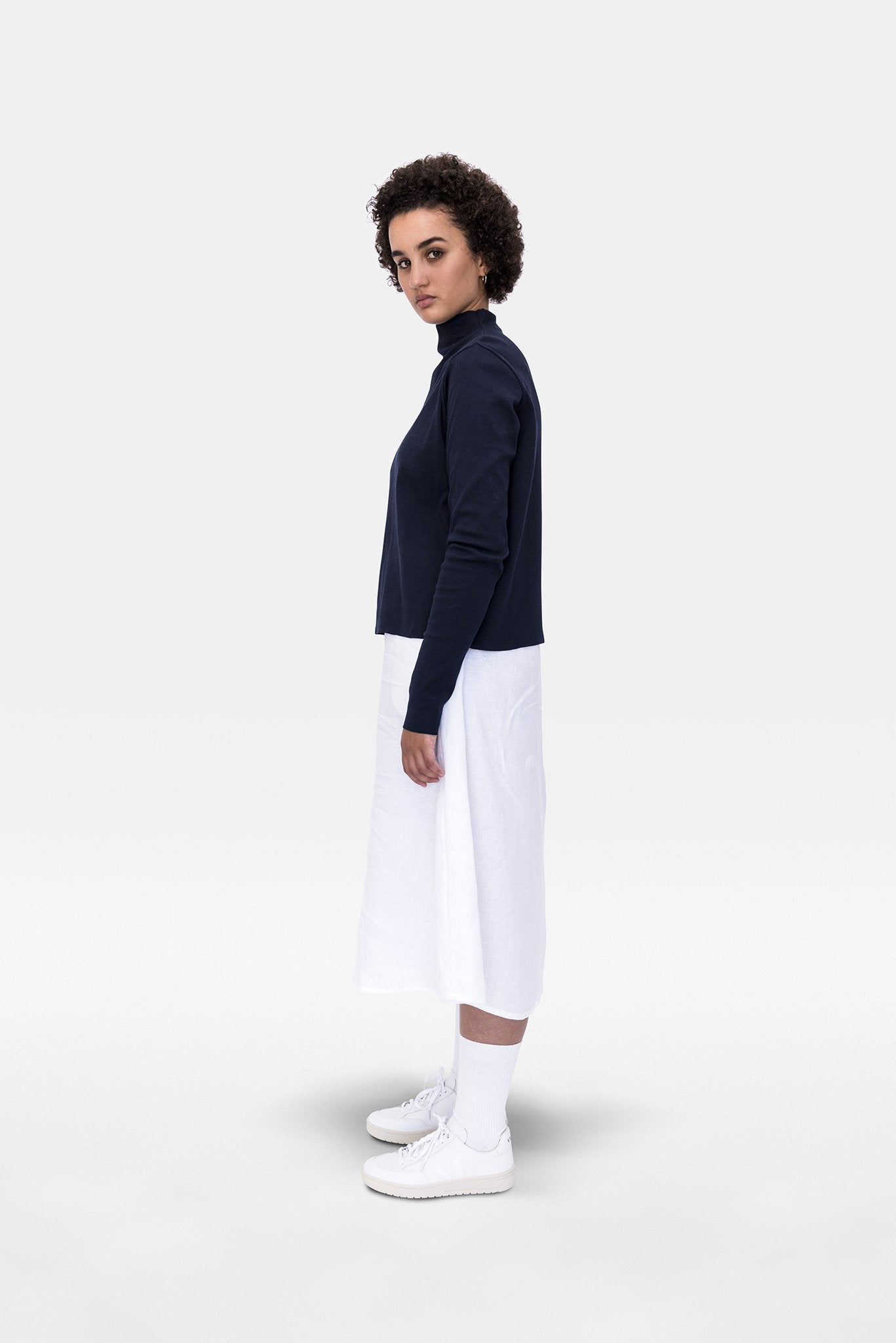 A.BCH A.14 Navy Long Sleeve Skivvy in Organic Cotton