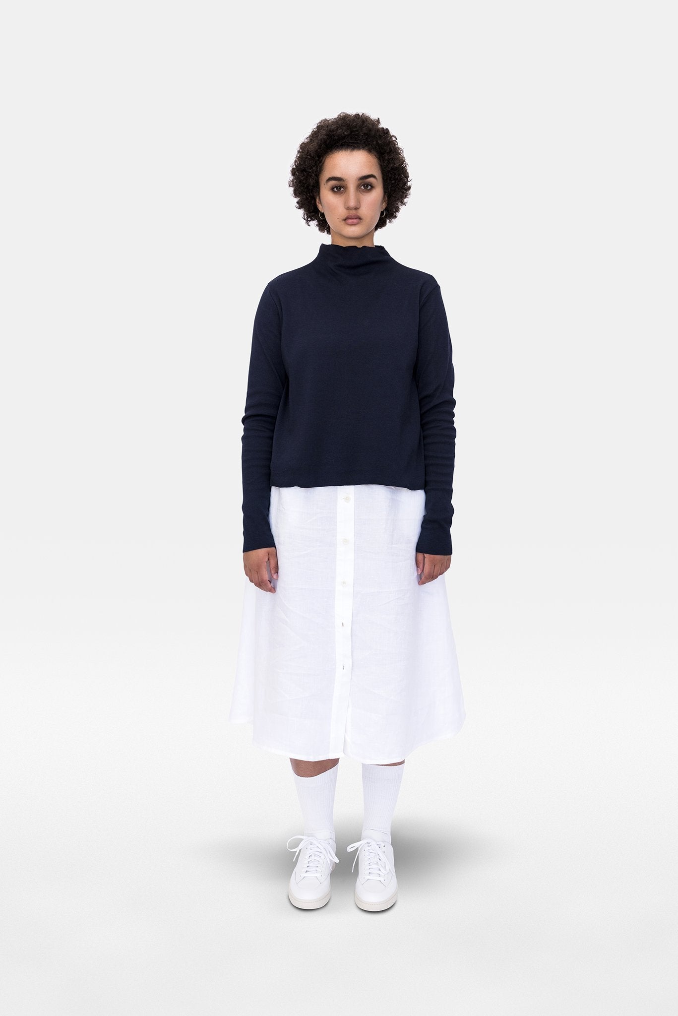 A.BCH A.14 Navy Long Sleeve Skivvy in Organic Cotton