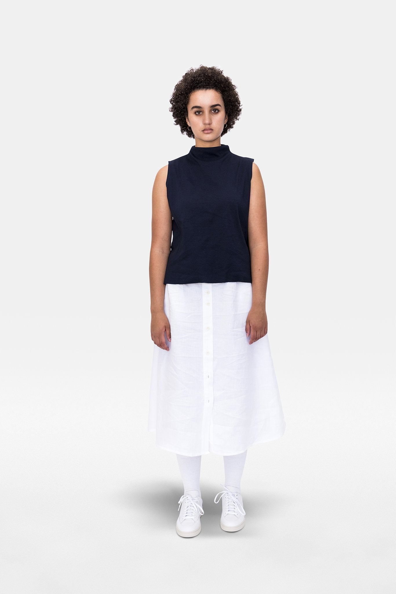 A.BCH A.14 Navy Sleeveless Skivvy in Organic Cotton