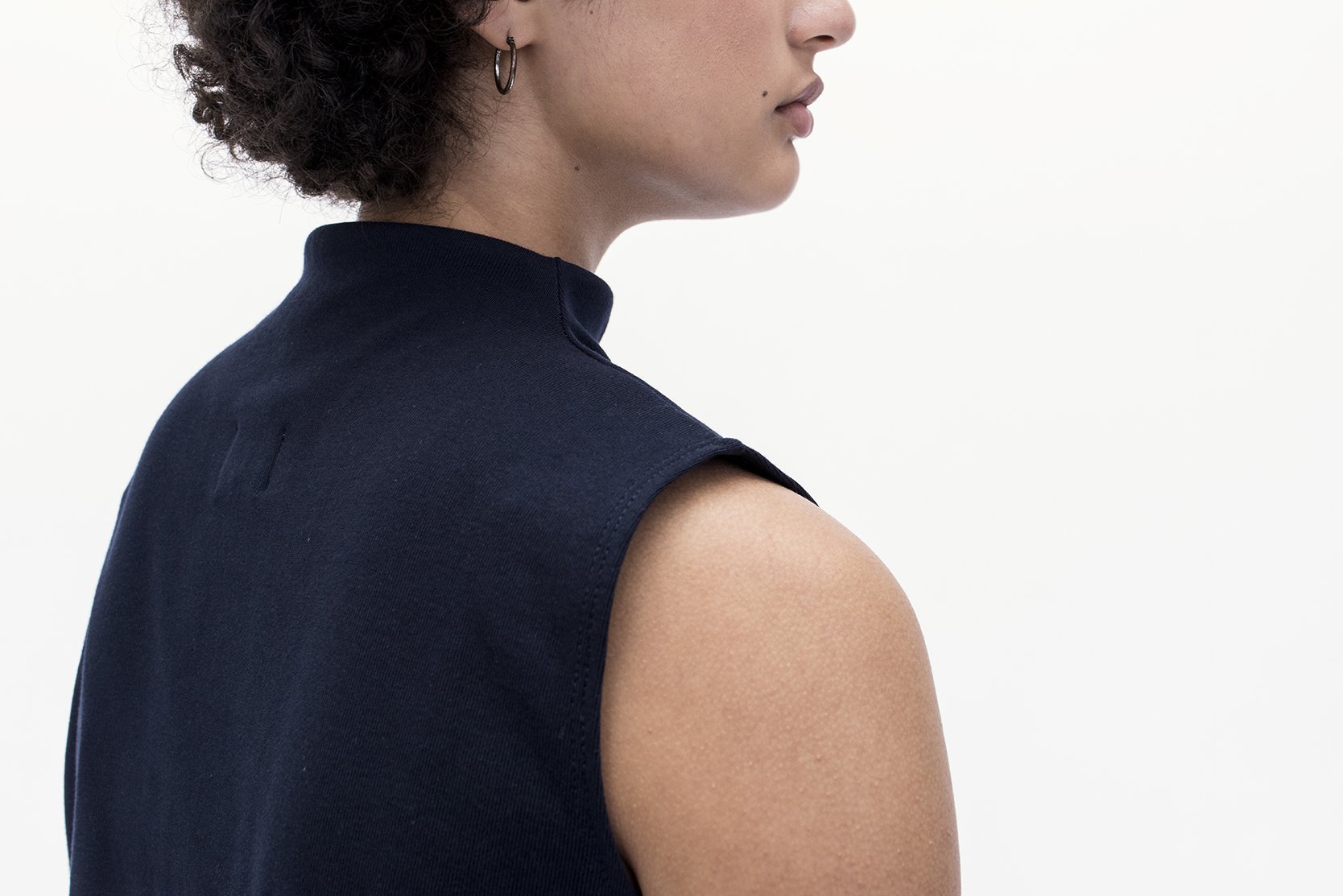 A.BCH A.14 Navy Sleeveless Skivvy in Organic Cotton