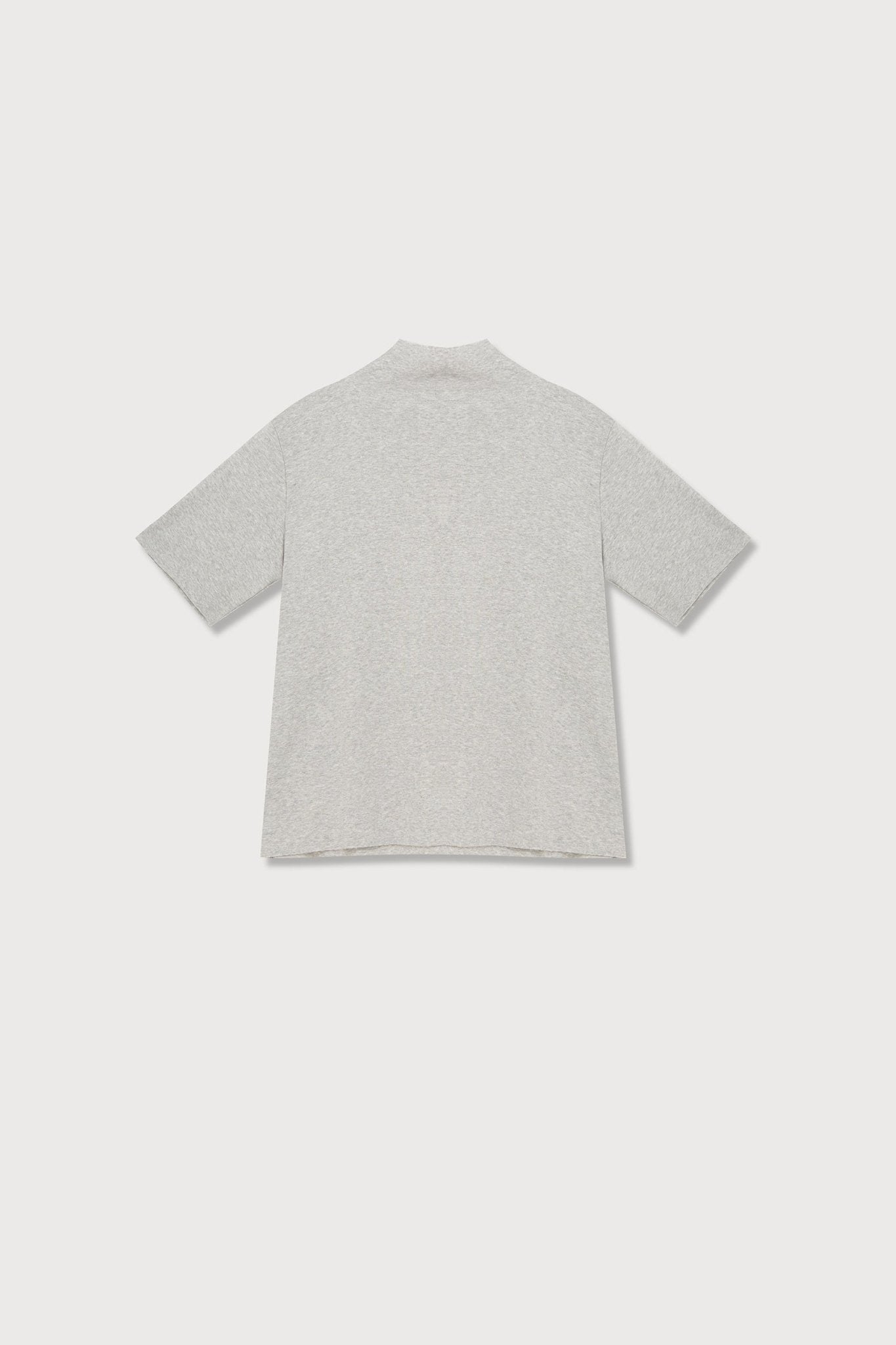A.BCH A.14 Grey Marle Short Sleeve Skivvy in Organic Cotton Rib