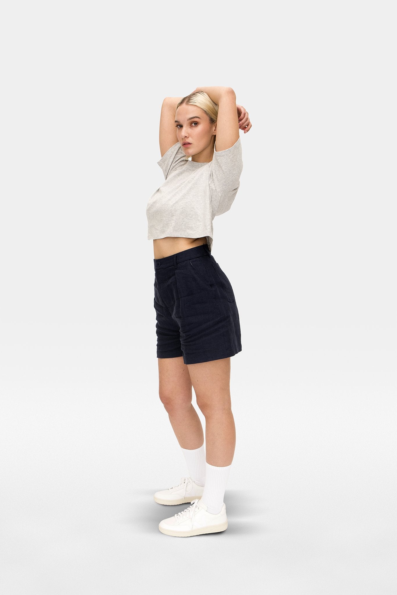 A.BCH A.15 Grey Marle Crop T-Shirt in Organic Cotton