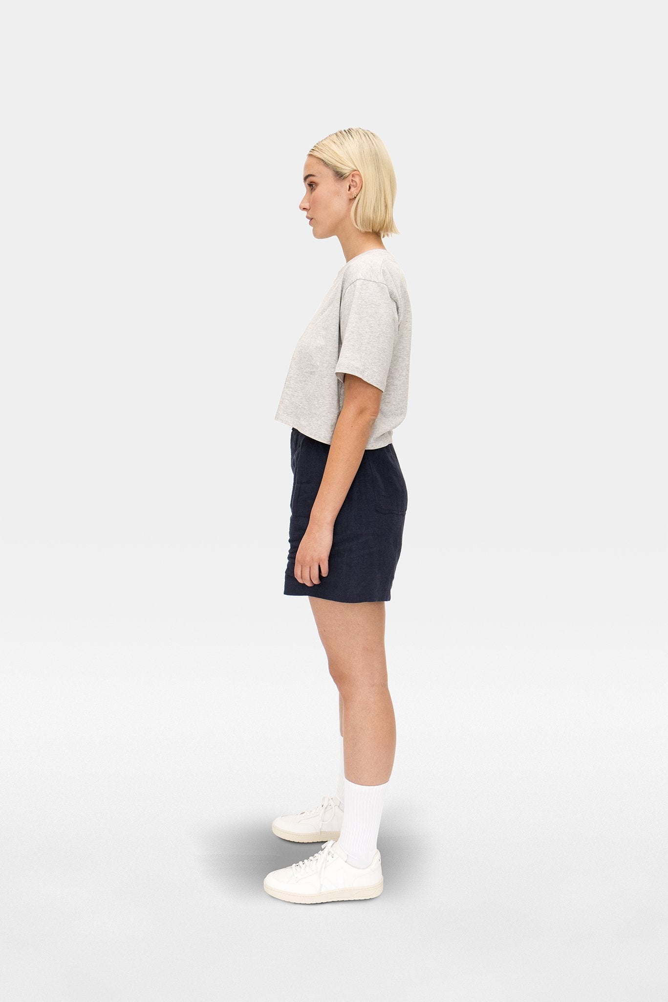 A.BCH A.15 Grey Marle Crop T-Shirt in Organic Cotton