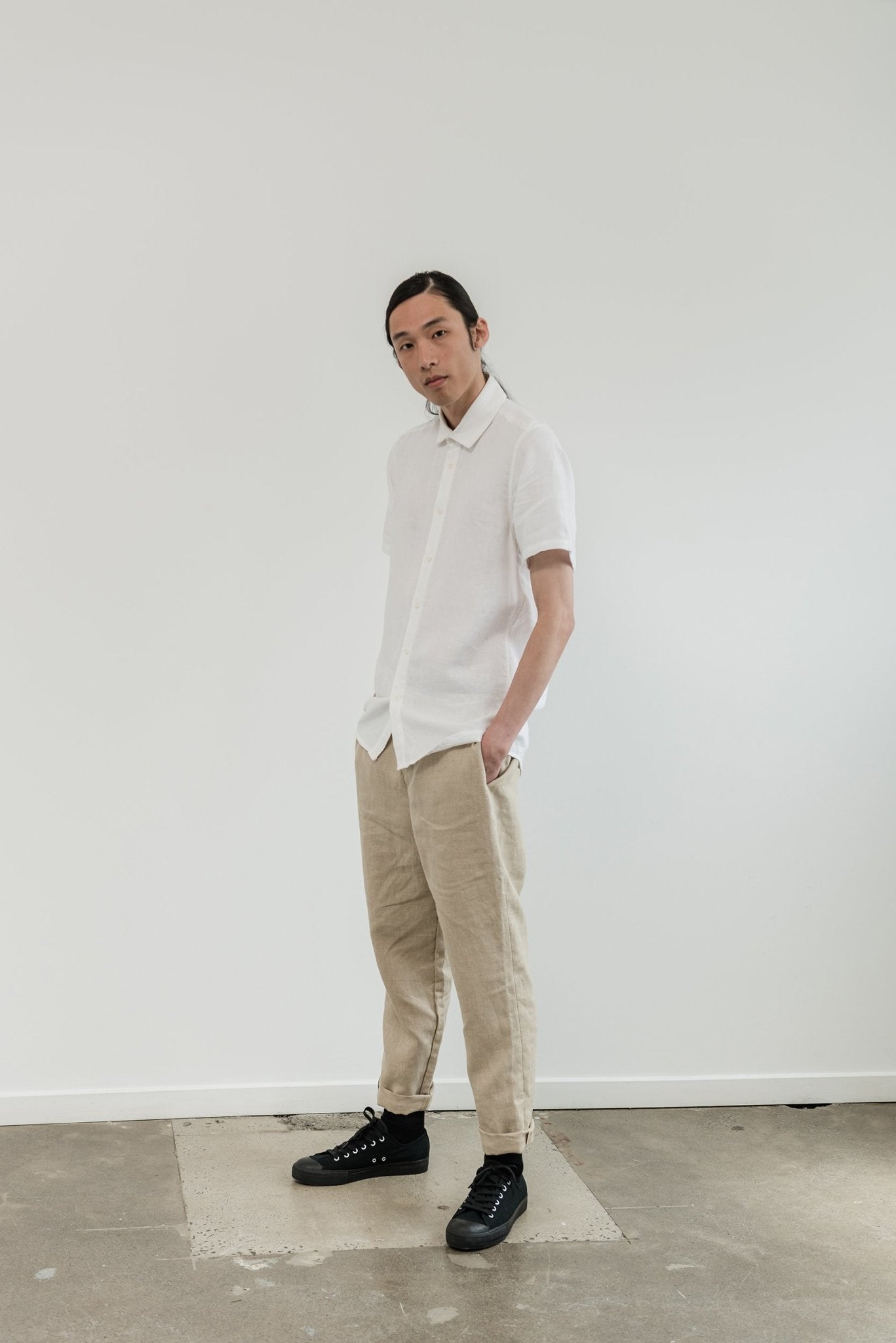 A.BCH A.18 Undyed Semi-Tailored Trousers in Organic Linen