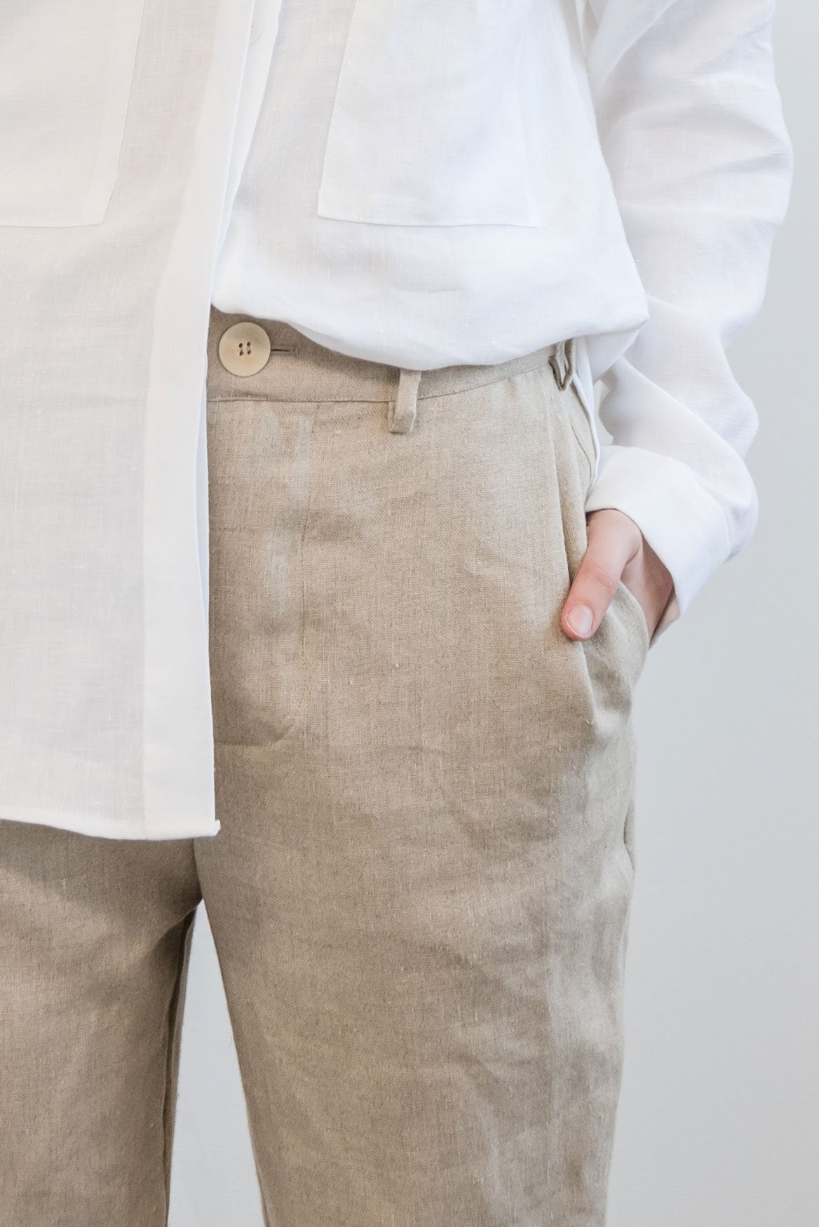A.BCH A.18 Undyed Semi-Tailored Trousers in Organic Linen