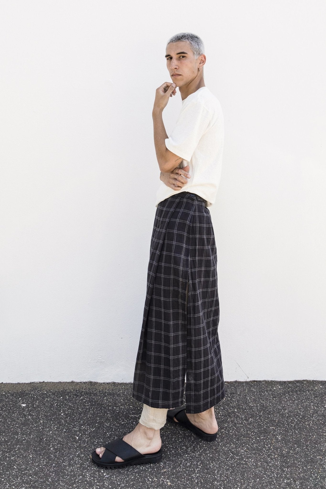 A.BCH A.25 Grey/Black Plaid Bolt Skirt in Organic Cotton