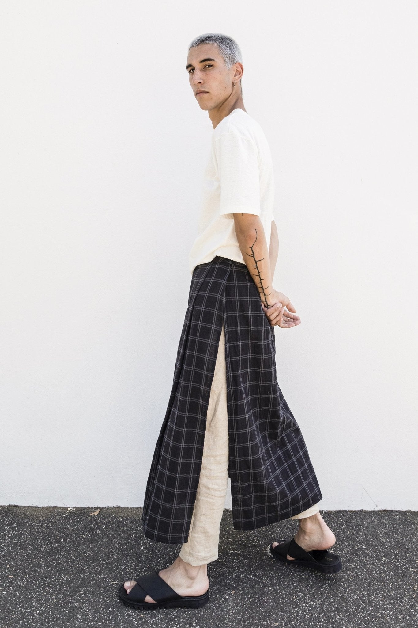 A.BCH A.25 Grey/Black Plaid Bolt Skirt in Organic Cotton